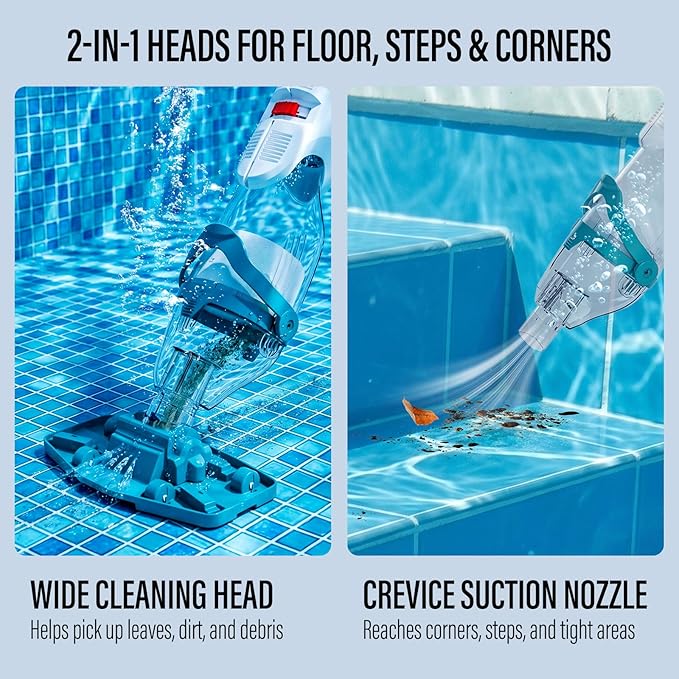 Starrybot 2026 Upgraded Cordless Pool Vacuum for Above Ground Pools, Dual Modes High-Flow/Strong-Suction, 19 GPM, 90 Mins Runtime, Handheld Pool Cleaner with Telescopic Pole, 3 Filter Bags