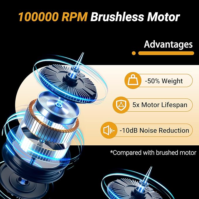 GcdPai Car Vacuum Portable Cordless 18000PA High Power Handheld Vacuum Cleaner, Mini Cordless Rechargeable Vacuum with LED Light and Multi-Nozzles for Car, Home Office, Keyboard, Pet (Black Gold)