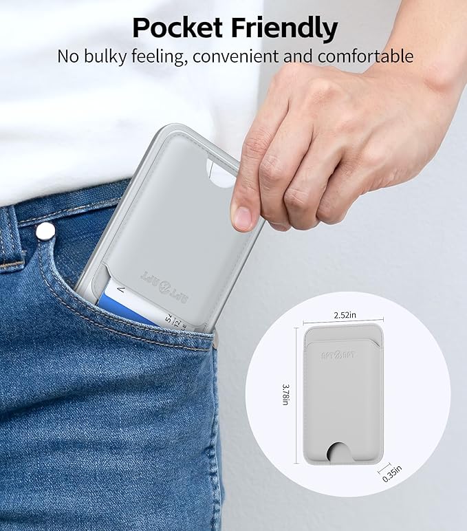 for MagSafe Wallet with Find My Tracking, Ultra-Slim, 3-Card RFID Holder, Strong Magnetic Wallet for iPhone 17/16/15/14/13/12 Pro Max Air Plus, Wireless Charging, White