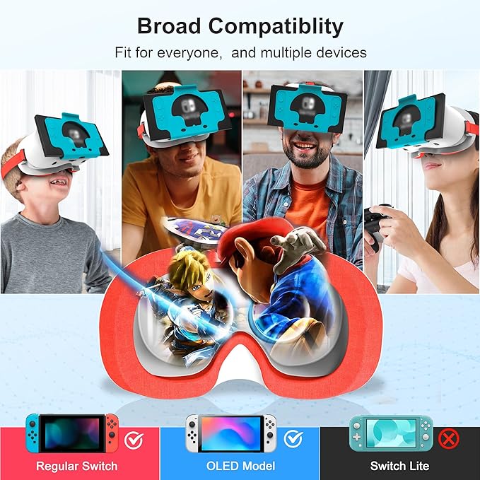 DEVASO Upgraded VR Headset for Nintendo Switch & Switch OLED Model, Switch Virtual Reality Glasses with Adjustable HD Lenses and Comfortable Head Strap, Labo VR Kit Accessories, Cool Stuff for Boys
