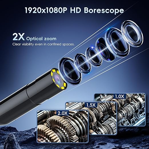 32.8FT Endoscope Camera with Light -IP67 Waterproof Borescope Inspection Camera with 4.3" IPS Screen, 1080P HD Sewer Tools with 8 Adjustable LEDs, Snake Cameras for Father's Day