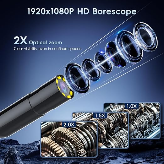 32.8FT Endoscope Camera with Light, 1080P HD Borescope Inspection Camera with 8 LED Lights, IP67 Waterproof Sewer Tools Snake Camera with 4.3" IPS Screen, 32.8Feet Semi-Rigid Cable for Father's Day