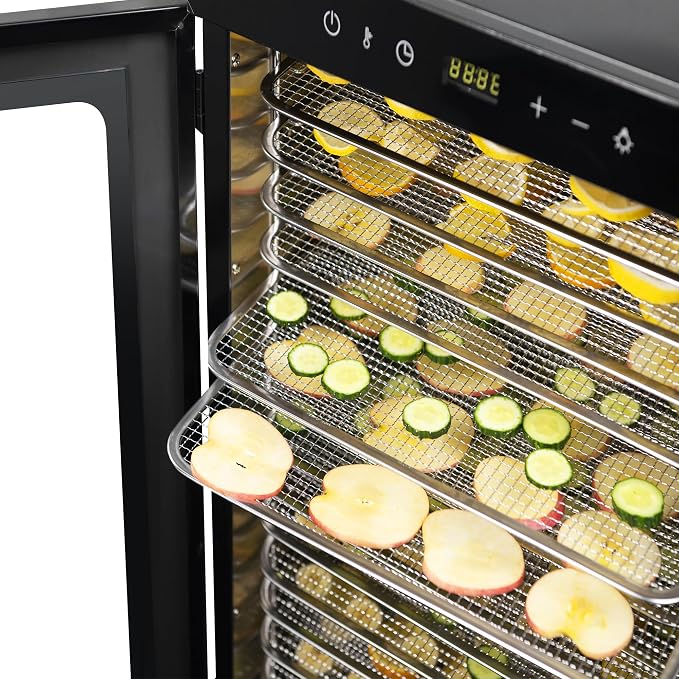 CLIVIA Commercial Food Dehydrator, 32.73 ft² Dehydrator with Wheel, 1600W Extra Large Capacity 20 Tray Industrial Meat Dryer for Jerky, Fruit, Dog Treats, 194°F Max Temp & 0-24H Timer