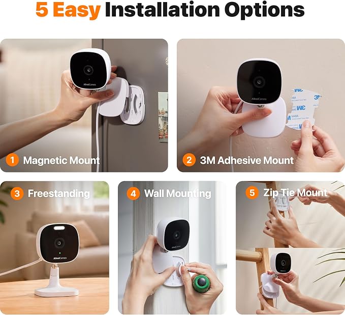 AlfredCam Plus 2 Smart Home Security Camera 2.5K, WiFi 2.4 & 5GHz, Indoor/Outdoor, IP65 Waterproof, LED Spotlight, Two-Way Audio, Color Night Vision, Baby/Pet Cam, App Powered (100M+ downloads)