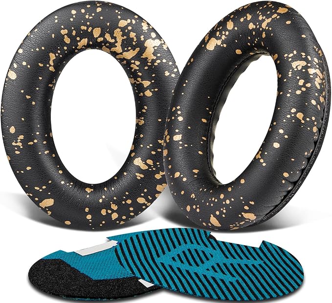 SoloWIT Protein Leather Earpads Cushions for Bose Headphones, Replacement Ear Pads for Bose QuietComfort 15 QC15 QC25 QC2 QC35/Ae2 Ae2i Ae2w/SoundTrue & SoundLink Around-Ear Series - Black Gold