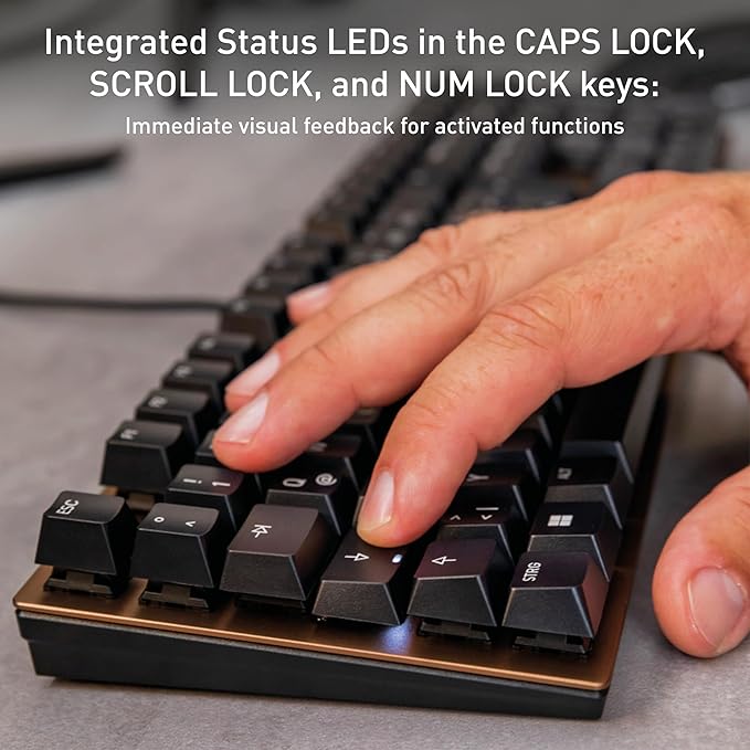 Cherry KC 200 MX, Wired Mechanical Office Keyboard, Modern Design with Elegant Aluminum Surface, USB-A Connection, MX2A Brown Switches, Black/Bronze