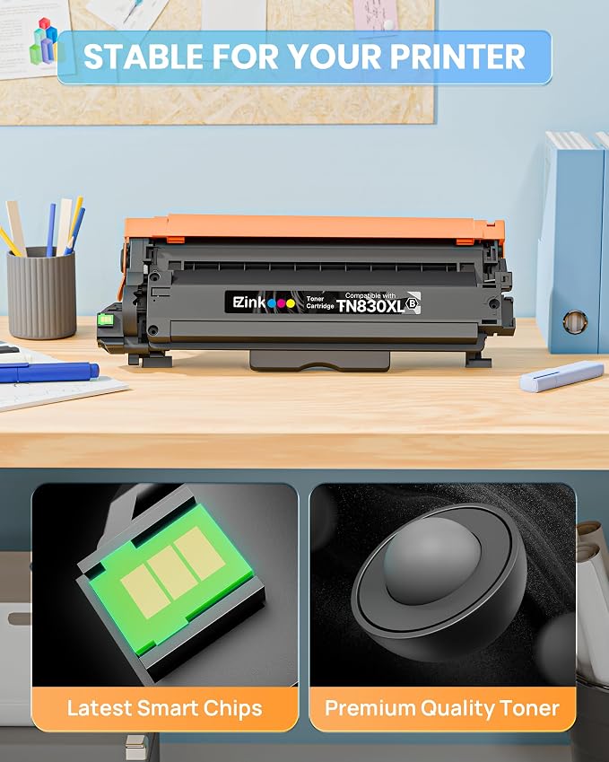 E-Z Ink Compatible TN830XL Toner Cartridge Replacement for Brother TN830XL TN830 TN 830 Toner Cartridges with Brother DCP-L2640DW HL-L2460DW HL-L2480DW HL-L2400D HL-L2405W Printer (4 x TN830XL Toner)