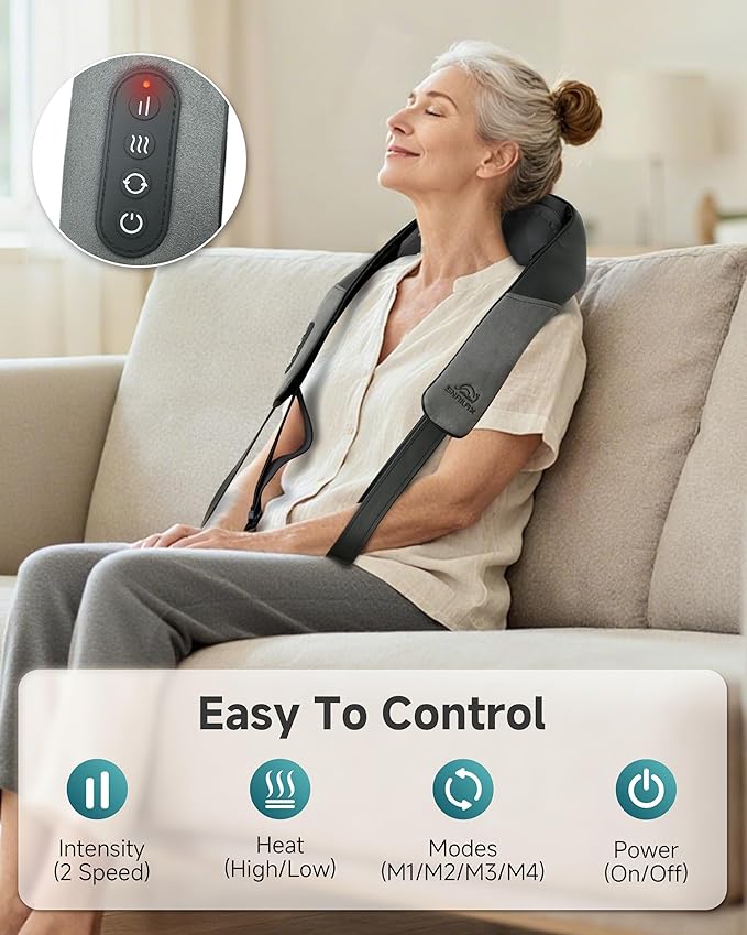 Snailax Neck and Shoulder Massager - 2026 Upgraded Cordless Massagers with Graphene Heating for Sensitive Skin & Even Heat, FSA Eligible, 4D Shiatsu Massager for Pain Relief, Gifts for Father Dad