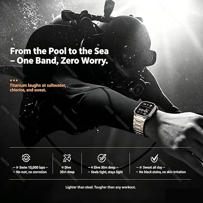 i-Boruly Pure Titanium Band for Apple Watch Ultra 3/2/1 (49mm), Series 11 10 9 8 7 6 5 4 SE (46/45/44mm) - Waterproof Lightweight Metal Strap with Adjustment Tool,Men Durable Business Design (Titanium Color)
