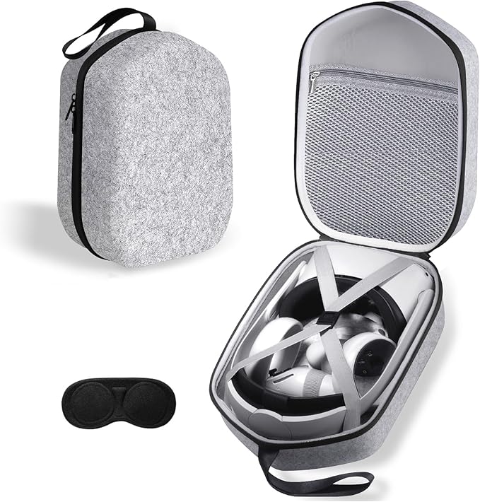 sarlar Large Space Hard Carrying Case Compatible with Meta Quest 3/3S/Quest 2 Official Elite Strap and BOBOVR M3/M2 Pro,KIWI Design, Saqico, VZNEK Head Strap with Battery and All Accessories