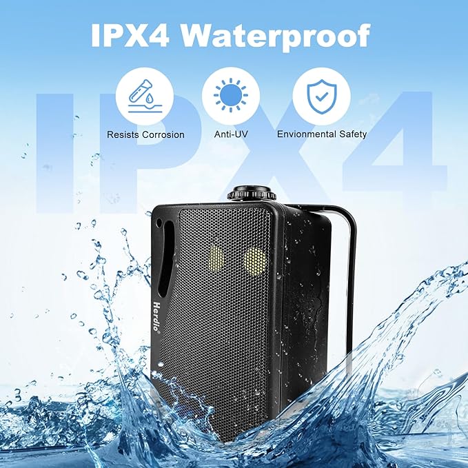 Herdio 3.5 Inch Passive Outdoor Speakers Wired Waterproof Wall Mount Speakers with 400W Superior Sound, All-Weather Durability, for Home Patio Garden Marine Boat Garage Indoor,4-Pack Balck
