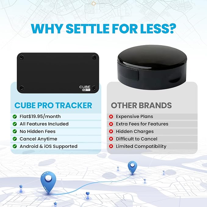 Cube Pro GPS Tracker with 4G LTE & 1 Year Battery - IP67 Waterproof Real Time GPS Tracker for Cars - Hidden Magnetic Tracking Device for Cars, Fleets, Trailers