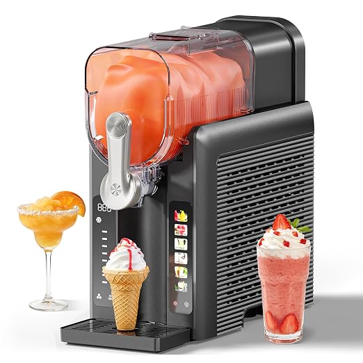 Slushie Machine for Home, No Ice Needed Frozen Drink Maker with Auto-Clean, LED Display, Perfect for Margaritas, Frappés, Milkshakes and More, Family Gatherings & Home Bar, Graphite, 1 Pack+6 Modes