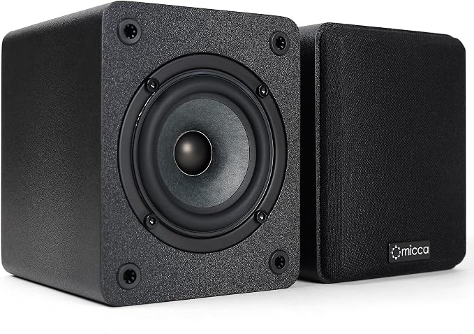Micca COVO-S 2-Way Passive Bookshelf Speakers, Amplifier Required, Not for Turntable, 3-Inch Woofer, 0.75-Inch Tweeter, Wall Mountable, Pair, Black