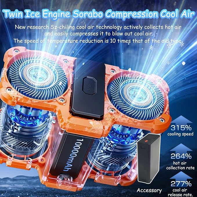 Detachable Battery 150-Level Waist Fan Super Strong Wind | USB Charging & Reverse Charging Hiking Commute/School Lighting Hands-Free Quiet Operation