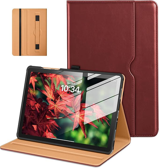DTTO for Samsung Galaxy Tab A11+/A11 Plus/A9+ Plus 11 inch Case (2023/2026), Premium Leather Folio Stand Cover with Hand Strap for, Multi-Angle Viewing and Auto Wake/Sleep, Burgundy Red