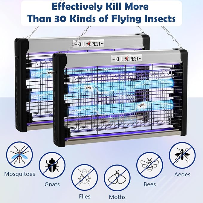 Qualirey Electric Bug Zapper Summer Indoor Electric Bug Zapper 6w Purple UV Light, 2 LED Bulbs Enhanced Dual-Band Attraction & Energy Saving, Fruit Flies Mosquito Insect Killer for Outdoor(2 Pcs)