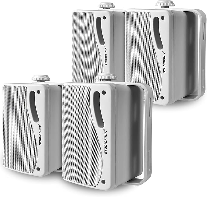 STUDIOFINIX 3.5'' Passive Outdoor Speakers Wired Waterproof,400W Premium Mountable Wall Mount Speakers with Superior Sound,All-Weather Durability,for Patio Marine Boat Garage Indoor(White 2 Pairs)