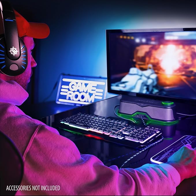ENHANCE SB1 High Excursion Computer Soundbar - USB Powered Computer Speaker, Under Monitor Speaker with 10W Peak, LED Volume Control Knob, Headset Pass Through, Gaming Soundbar for PC
