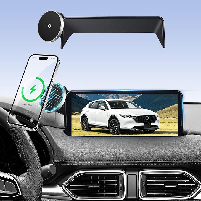 Car Phone Holder for Mazda CX5 (2021-2025,10.25" Screen Only),MagSafe Car Mount Charger,Magnetic Phone Holder,15W Wireless Charging,Screen Phone Holder,360° & Hands Free,CX-5 Interior Accessories