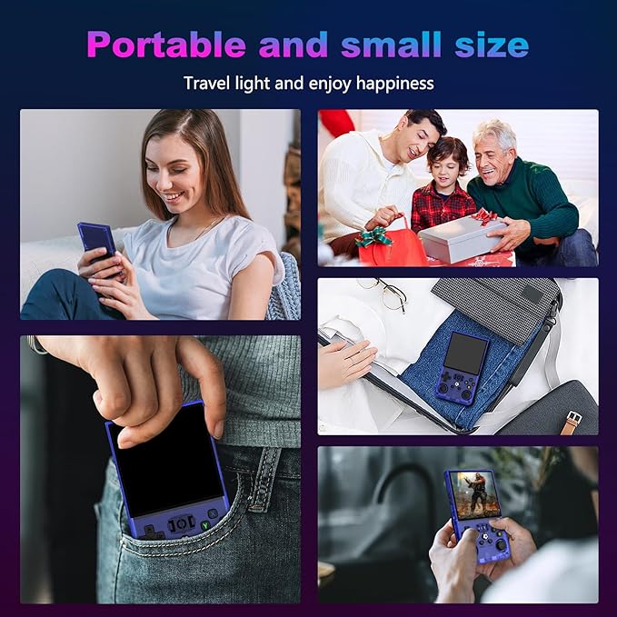 R36MAX Retro Handheld Game Console, 4.0 Inch 720x720 IPS Screen, 64GB Built-in 18,000+ Classic Game, Portable Hand Held Open Source Linux System, 4000mAh Battery Retro Gaming Console(Blue 64GB)