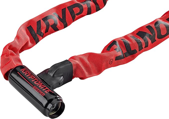 Kryptonite Keeper 785 Bike Chain Lock, 2.8 Feet Long Heavy Duty Anti-Theft Bicycle Chain Lock with Keys for Bike, Motorcycle, Scooter, Bicycle, Door, Gate, Fence,Red, 33.5 Inch | chain-bike-locks