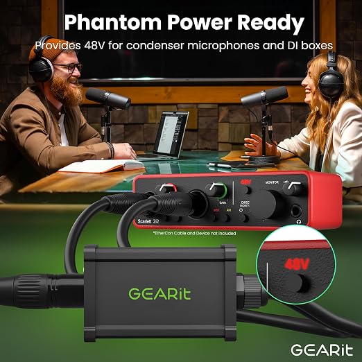 GEARit 4 Channel Snake (2ft Breakout Cable) 3Pin XLR/DMX/AES-EBU to Ethercon RJ45 Cat5/Cat6 Ethernet Extender for Live Stage, Sound, Lighting, Audio Recording Studio (1 Pair: 4 XLR Male/4 XLR Female)