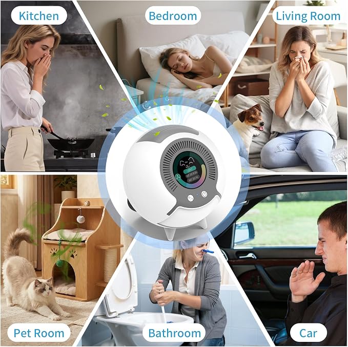 Water Ionic Air Purifier for Home Pets – Small Filterless Pet Odor Eliminator with USB-C, Air Ionizer for Cats&Dogs, Bedroom, Bathroom, Kitchen, Car, Quiet Continuous Air Purification, White