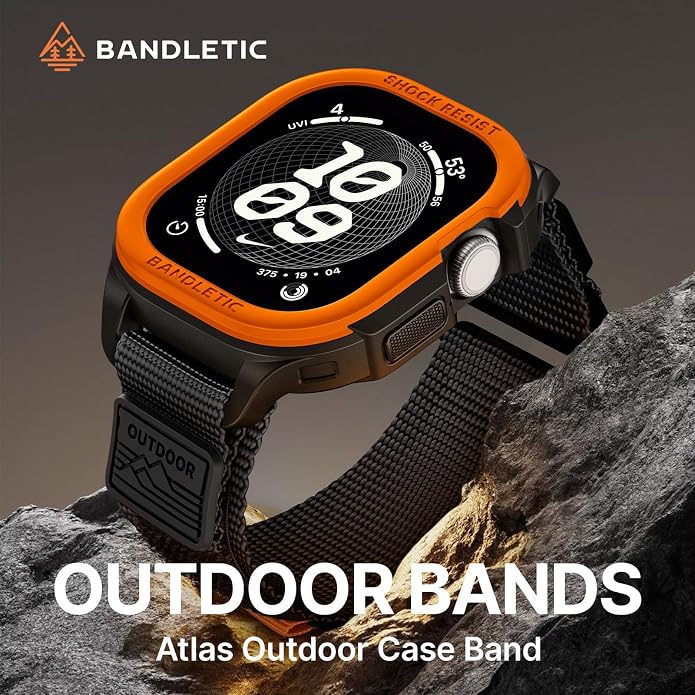 Bandletic Rugged Case with Band Compatible with Apple Watch 49mm(Ultra 3/2/1),46mm(Series 11/10), 45mm(Seriess 9/8/7),44mm(SE3/SE2/SE/6/5/4), Protective Cover Sport Accessories for iWatch Men