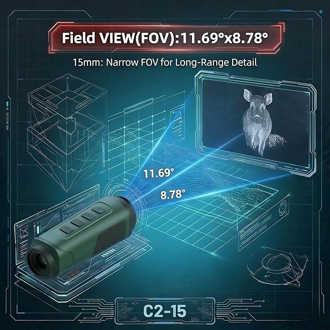 High-Sensitivity Handheld Thermal Monocular,Thermal Night Vision Imaging Monocular with Heat Vision for Hunting, 8X Digital Zoom, Adjustable Palettes & Brightness, 15mm Focal Length 256x192