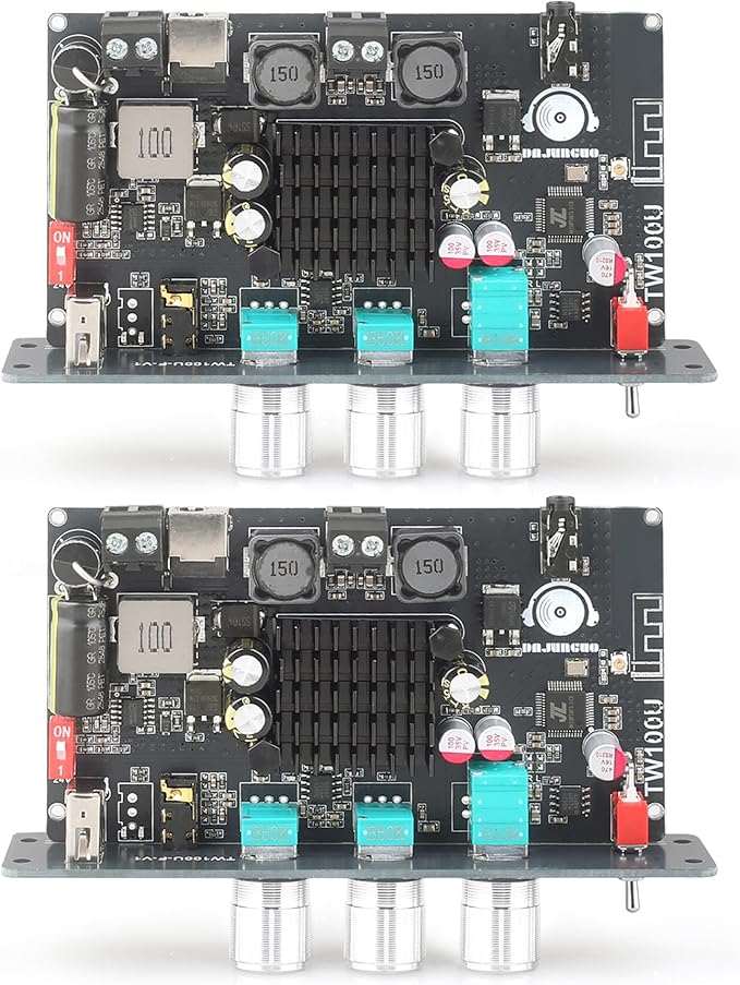 TW100U 100W Mono Bluetooth 5.3 Amplifier Board, TPA3116D2 Digital Power Amp Module with Built-in Step-up Voltage Circuit (19V/24V), Supports TWS Wireless Pairing, BT/AUX/USB Input