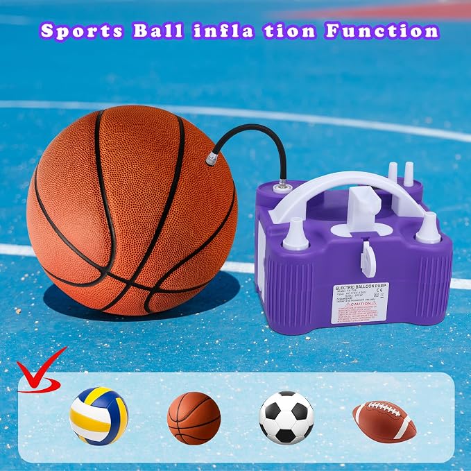 Electric Balloon Pump, 4-in-1 Portable Electric Air Pump for Inflatables, Balloons and Sports Ball, Balloon Inflator for 260q,Foil, Latex Balloons and Pool Floats, Faster and Save Time