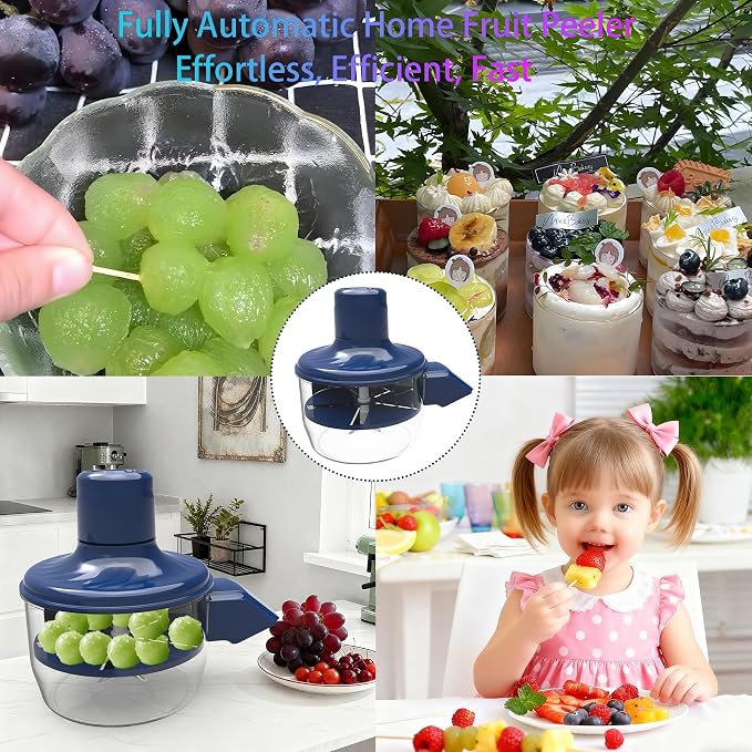 Automatic Grape Peeler Machine,Electric Peeling Machine for Grape,Automatic Garlic & Cherry Tomato Peeler Skin Remover Tool for Small Fruits,Efficient Peeling Kitchen Gadget for Home Use (Blue)