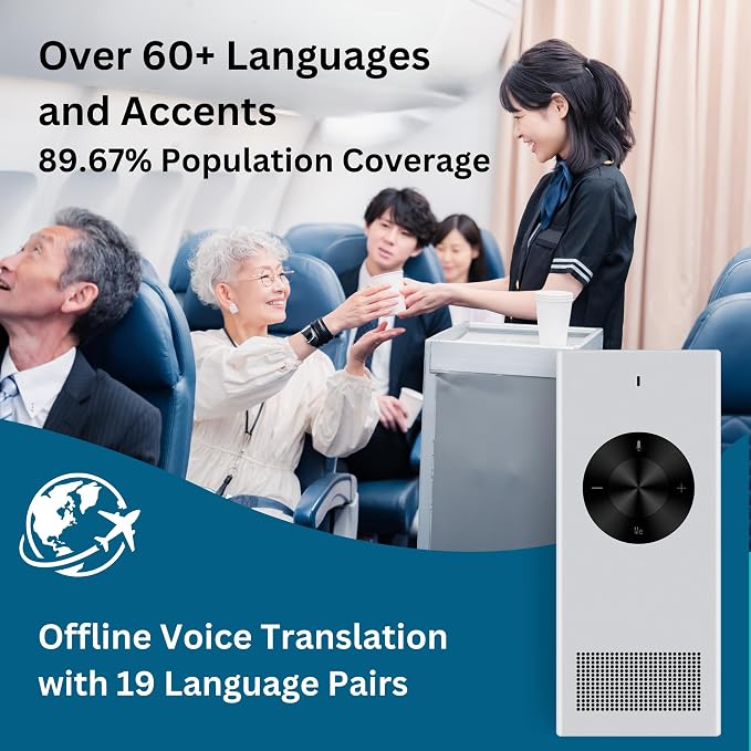 Enence PRO Language Translator Device, Real-Time Voice Translation, Instant Pocket AI Translator Device, Support 60+ Languages. Traductor for Business, Study Travel traductor de Ingles español
