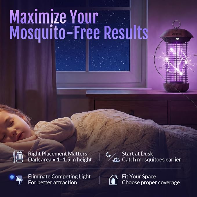 Bug Zapper Indoor Outdoor, Electric Mosquito Zapper 4200V, USB Powered Plug-in, Works with Adapter or Power Bank, No Built-in Battery, 365-395nm LED Bug Light, ABS Shell, for Home Patio Camping