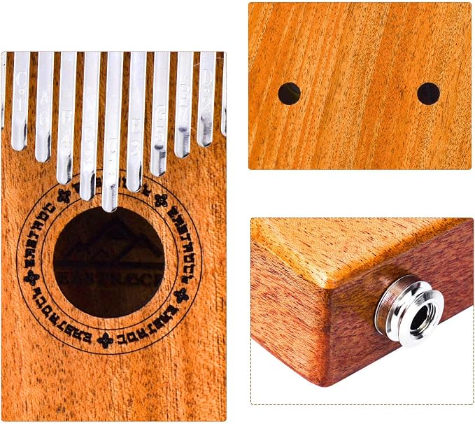 EASTROCK 17 Key Electric Kalimba Thumb Piano Built-in Pickup Professional Electric Kalimba Finger Piano for Kid Adults Beginners Professional (Mahogany Hand Rest EQ)