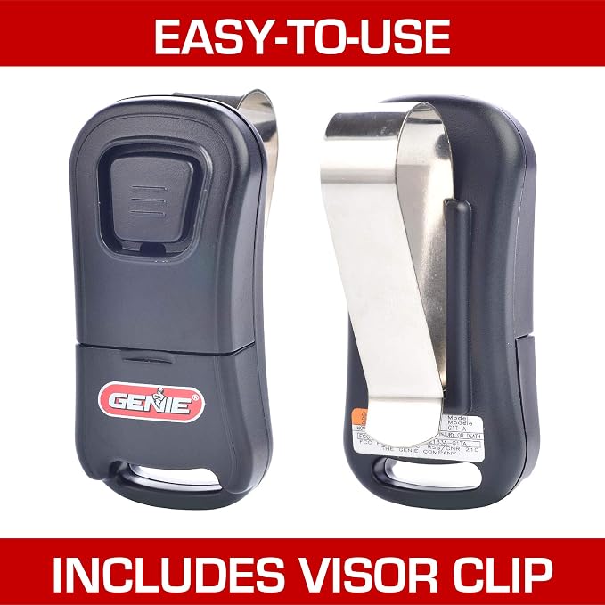 Genie Single Button Garage Door Opener Remotes (2 Pack) - Safe & Secure Access - Each Remote Compatibile Only With Genie Intellicode Garage Door Openers - Model G1T , Black - G1T 2-Pack
