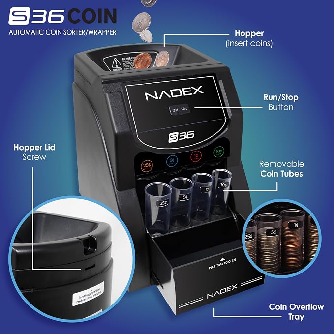 Nadex 36SN Automatic Coin Sorter and Wrapper