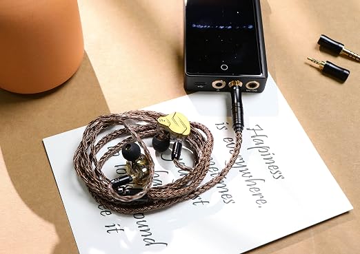 Linsoul Tripowin Amber 32AWG OFC HiFi IEM Cable with Interchangeable 2.5mm/3.5mm/4.4mm Plug, PVC Sleeve Replacement Cable for Audiophile (Recessed 2pin)