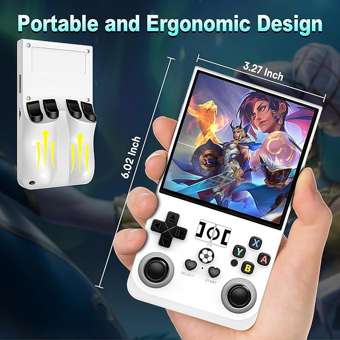 R36MAX Retro Handheld Game Console,4.0" HD IPS Screen,Open Source Linux System,18000+Preloaded Games,64GB Memory,4000mAh Battery Portable Gaming with Gift Card & Premium Bag (White 64Gb)