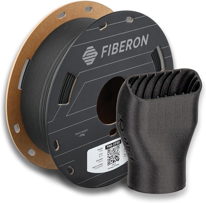 Polymaker Fiberon PA6-CF20 Carbon Fiber Nylon Filament 1.75mm Black 0.5kg, Fiberon PA6-CF20 Nylon Warp Free 1.75mm 3D Printing Filament