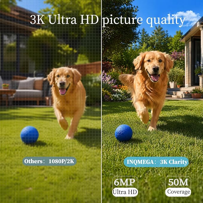 INQMQEGA 4G Solar Security Camera 3K Three Lenses 15X Zoom Outdoor Wireless Camera,PIR Human Motion Detection, Color Night Vision, Spotlight & Siren, Cloud & microSD Storage, App Control