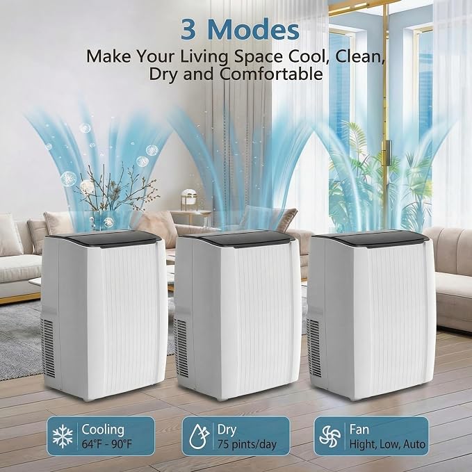 Garvee Portable Air Conditioner, 14000 BTU Portable AC Unit with Dehumidifier, Fan and Remote Control, Energy Efficient Indoor AC Conditioner for Rooms Up to 700 Sq. ft., for Bedroom