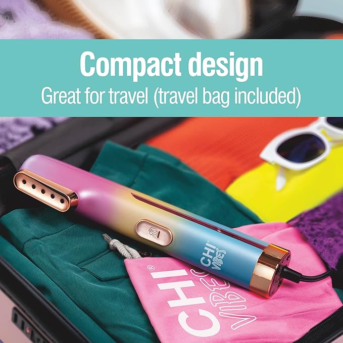 CHI VIBES Compact Garment Steamer for Clothes, Portable Handheld Travel Steamer, 800 Watts, 35-Second Heat-Up, 5 Minutes Continuous Steam, Wrinkle Remover, Pink