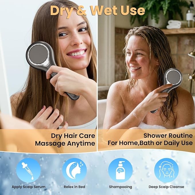 5-in-1 Scalp Massager Hair Brush, Oil Applicator，Electric Hair Brushes for Hair Growth, Hair Oil Dispenser, Scalp Massager, IPX7 Waterproof, Portable for Men & Women Home & Travel
