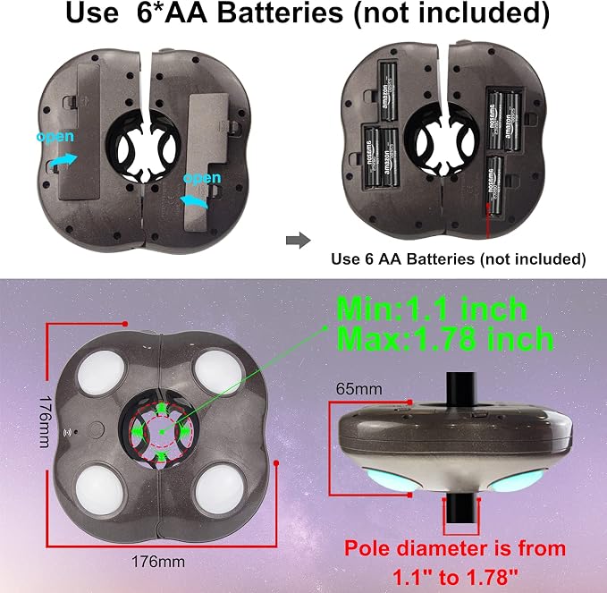 Umbrella Light Battery Operated, 16 RGB Color Changing Patio Umbrella Lights with Remote, Outside Under Umbrella Lights for Offset Parasol Tent-Bronze