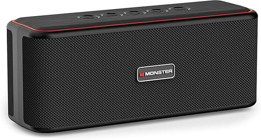 Monster Shock Plus Bluetooth Speaker, Portable Speaker with 30W Stereo Sound, 15H Playtime, Bluetooth 6.0, Support AUX, TF, Wireless Stereo Pairing, IPX6 Waterproof Speaker for Home, Outdoor, Travel