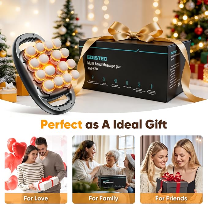 16 Head Massage Gun Deep Tissue Percussion Massager for Pain Relief, 3600mAh Long Battery Life Muscle Massager with 99 Intensities & 9 Modes, Ultra-Quiet Electric Back Massager Father Day Gifts
