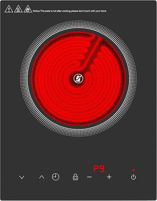 single burner Electric Cooktop,110V 1800W Electric Stove Top with LED Touch Control,Portable cooktop 9 Power Levels, 4hTimer, Safety Lock,Overheat protection