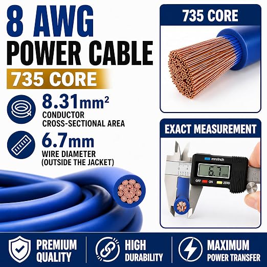 TOPSTRONGGEAR 8 Gauge Amp Kit CCA Car Audio Amplifier Wiring Kit with RCA Cables, 60A Fuse, 20ft Power Cable – 8 AWG Complete Amplifier Subwoofer Installation Kit for Car, Truck, Marine Stereo Systems